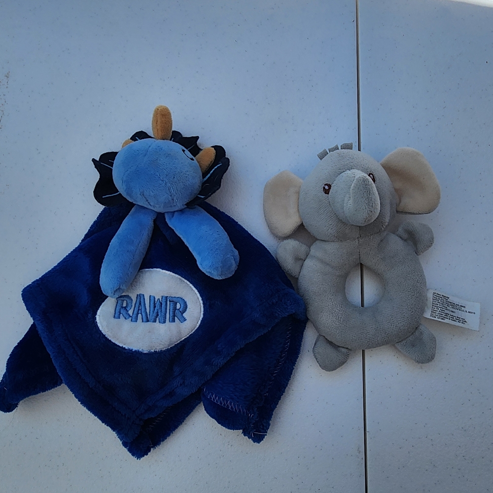 Plush Dinosaur and Elephant Toy Set